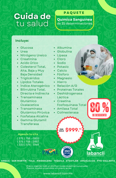Paquete Química Sanguínea de 35 completo