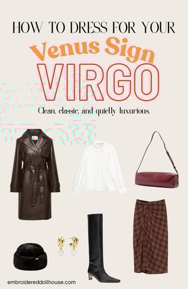 How to dress for your Venus sign picture collage featuring inspiration Simons, Artizia
