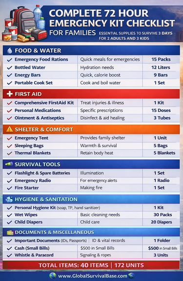 72 Hour Emergency Kit Checklist for Families (Complete Guide)