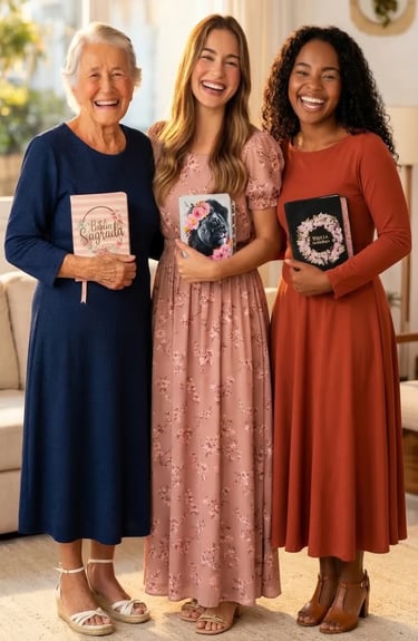 mulheres lendo Bíblia feminina em momento de estudo e devocional