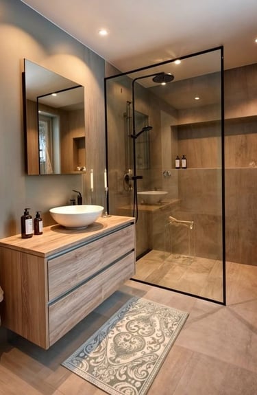 banyo tasarımı ile düzenlenmiş konforlu alan