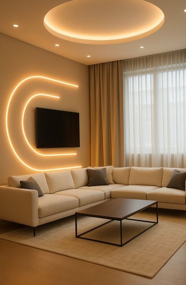 şık detaylara sahip asma tavan tavan dekorasyonu