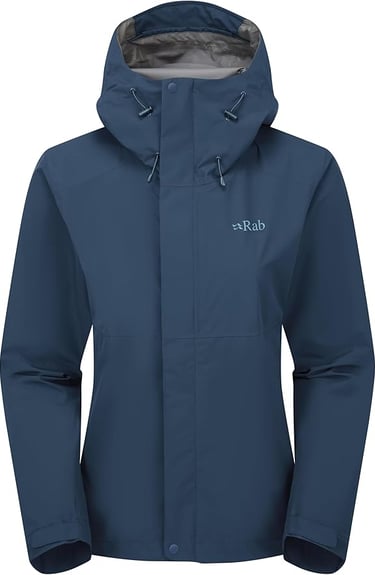 Rab Downpour Jacket Lightweight Waterproof Hooded Coat for Hiking & Trekking