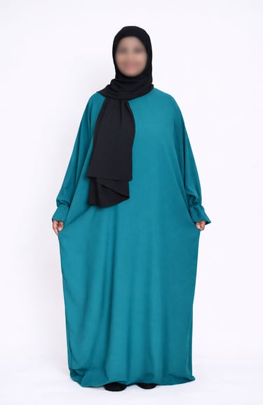 Abaya papillon bleu pour femme de petite taille