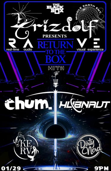 Flier for Return to the Box presented by Middle Earth Entertainment