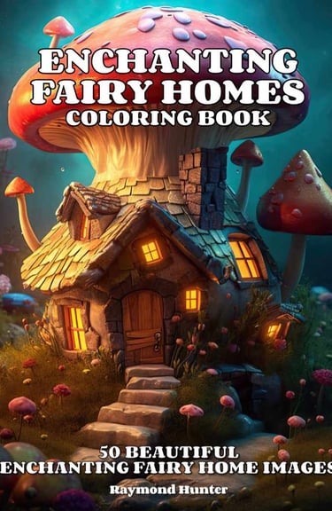 Enchanting Fairy Homes Coloring Book featuring 50 beautiful fairy mushroom homes