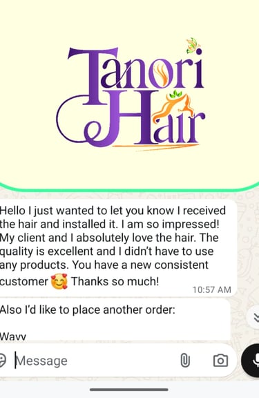 Customer feedback for premium raw Indian hair bundles from Tanori Hair LLP