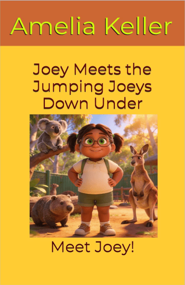 a book about a girl named Joey and kangaroo joeys entitled Joey Meets the Jumping Joeys Down Under