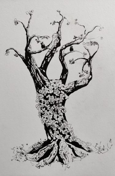 Tree (can you see the face?) - Rens Muskens - Pastel on paper - Art - painting - handcraft - kunst