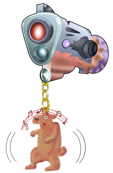 The Abuser Buster with a Dancing Bear hanging from it