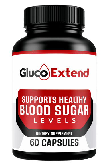 GlucoExtend blood sugar support dietary supplement bottle containing 60 capsules.
