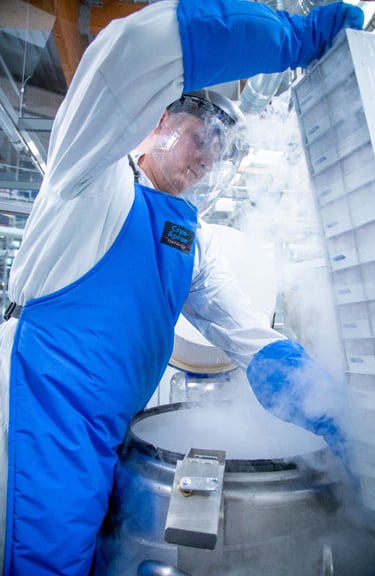 A qualified biobank operator manages human samples. CTIBIOTECH. Biobank.