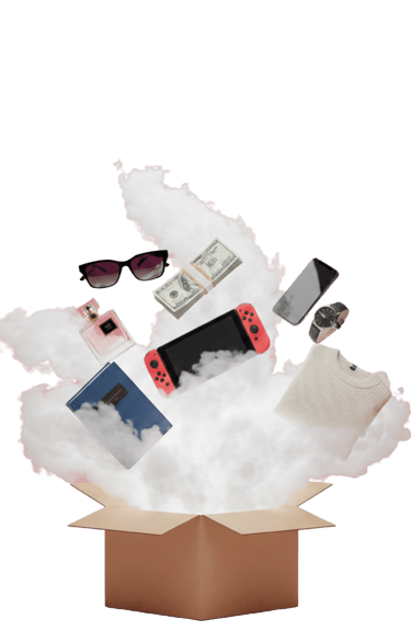 Dėžė su išskrendančiais iš jos įvairiais daiktais