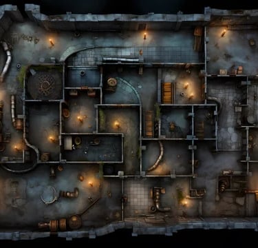 Complexe de labyrinthes souterrains battle map