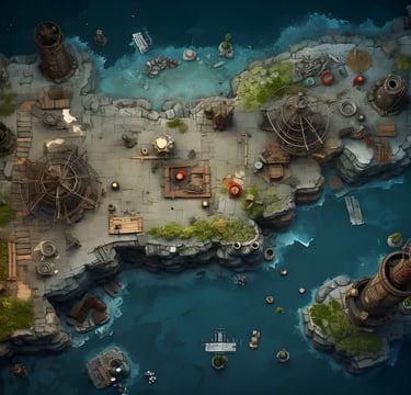 L'île des inventeurs fous, Dungeons & Dragons battle map 