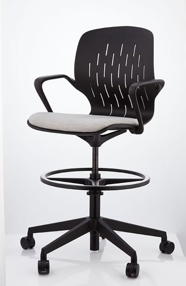 Sensit black ergonomic counter chair with grey seat and loop arms