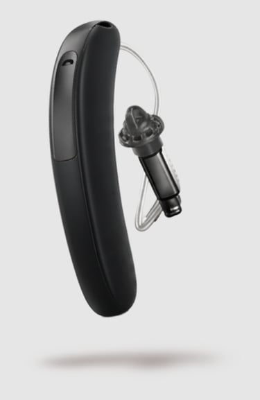 aparelho auditivo preto do tipo ric marca parceira
