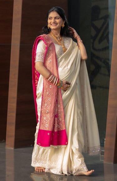  baby shower bride with styled hair and delicate jewelry, makeup by top bridal artist R&D Studio 