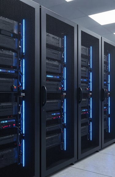 a rack of servers in a server room