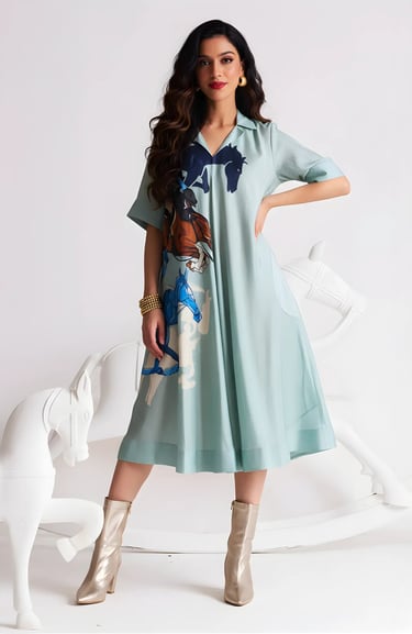 A Line Patch Pocket Pocket Dress