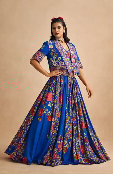 Overlap Jacket with Lehenga