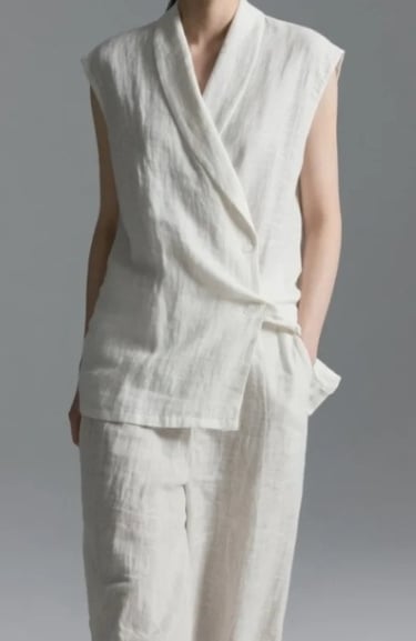 Ramie Fabric Fashion-Top and Pants 