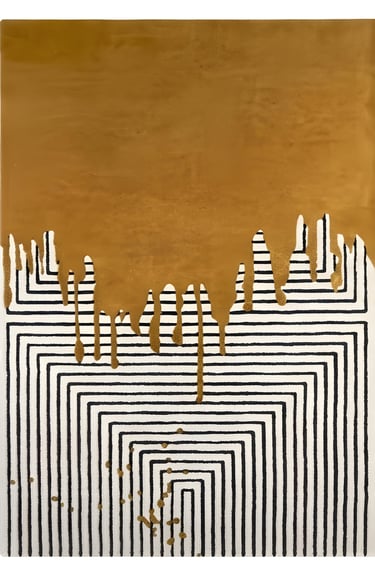 GOLDEN MAZE Shreempex Rugs - Modern luxury geometric maze hand-tufted rug from Indian exporter