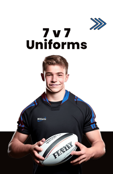 a man in a black shirt holding a rugby ball