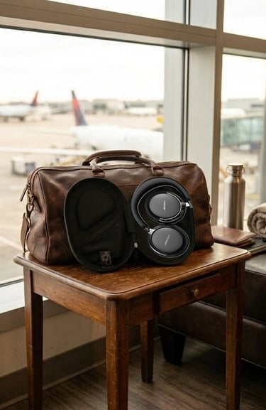 Casque sans fil Bose QuietComfort ultra de 2ème génération noir plié dans sa housse de transport