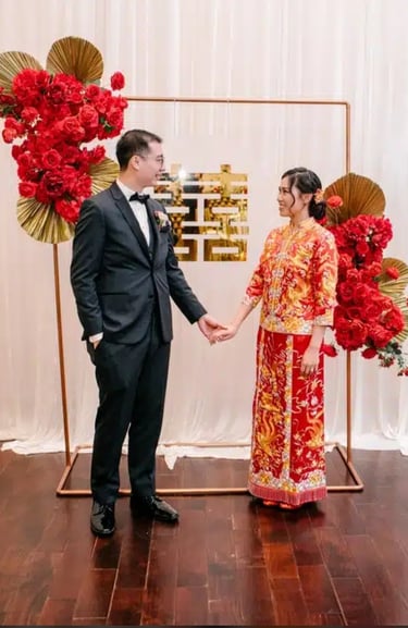 Chinese tea ceremony with a beautiful couple