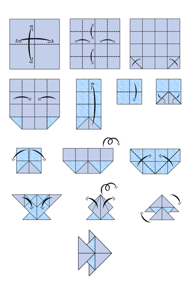 istruzioni per un origami a forma di pesce