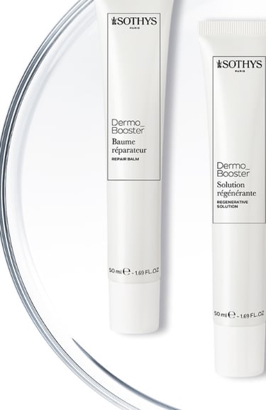 Sothys Dermo Booster kosmeceutinių produktų linija – serumas, ampulės ir drėkinamasis kremas.