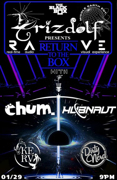 Flier for Return to the Box presented by Middle Earth Entertainment