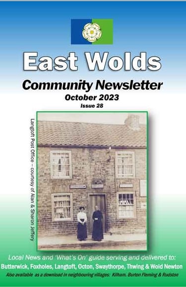 Cover shot of the October 2023 issue of the East Wolds Community Newsletter