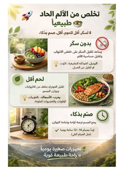   اكتشف كيف يمكن لتقليل السكر، خفض استهلاك اللحوم، واتباع الصيام الذكي أن يساعد في تقليل الالتهاب وت