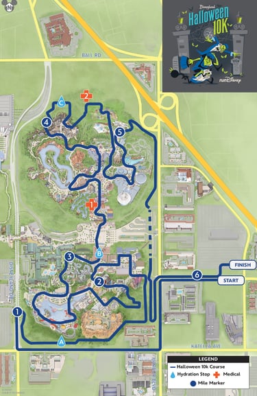 2024 runDisney Disneyland Halloween 10K Course Map