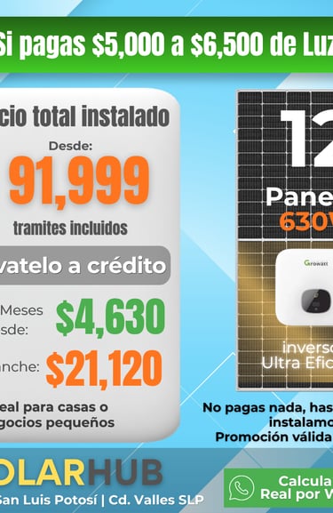 12 paneles solares credito contado enganche mensualidad 24 meses