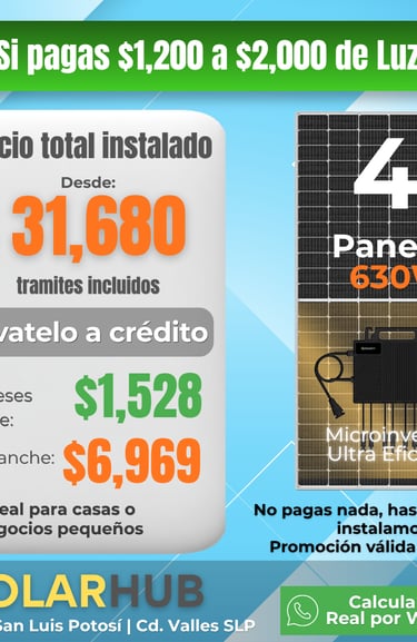 4 paneles solares contado y credito enganche mensualidad