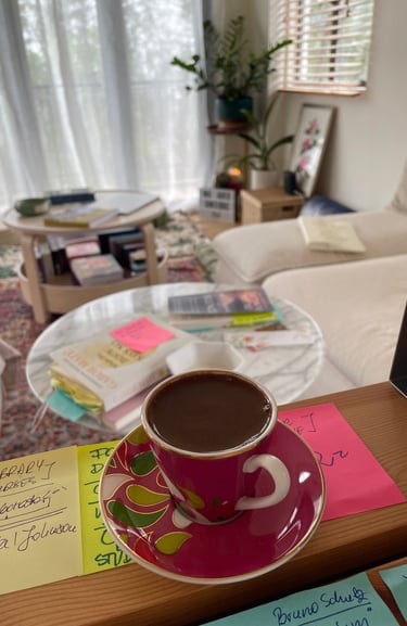 a cup of coffee on a table