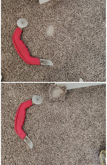 Pet damage was cut out and new carpet expertlay patched in located in Mount Pleasant, UT.