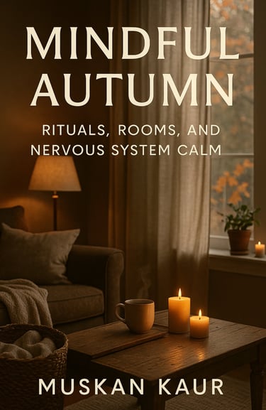 a coffee table with candles and candles on it