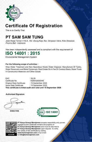 ISO 14001 2015 PT. Sam Sam Tung