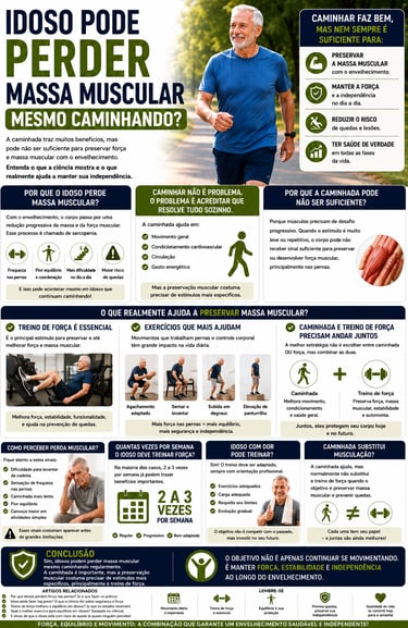 idoso pode perder massa muscular mesmo caminhando