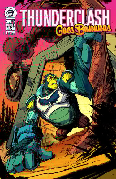Cover of Thunderclash goes Bananas, with Thunderclash as a robotic gorilla in Beast Mode