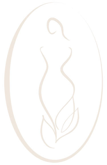 Hervana Women's Wellness Elegant minimalist line art of female silhouette with leaves inside oval