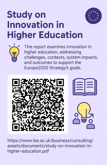 This report examines innovation in HE. This is a front page image to the report summaries below.