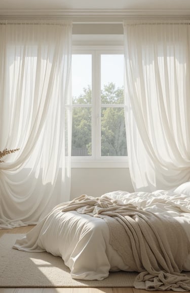 Linen Sheer Pinch Pleated Curtains for Living Room