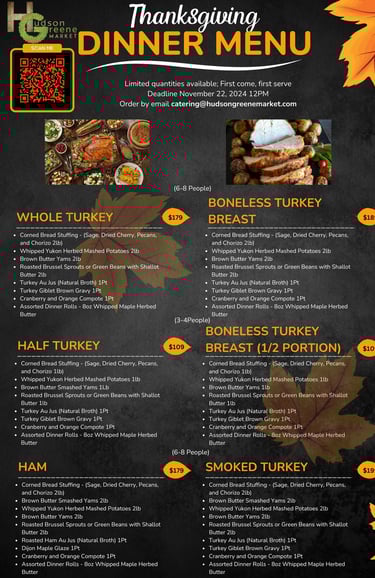 Hudson Greene Market Thanksgiving DInner Menu Catering 2024