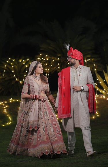 Bride and groom makeup for wedding photography in Vadodara by R&D Bridal Makeup