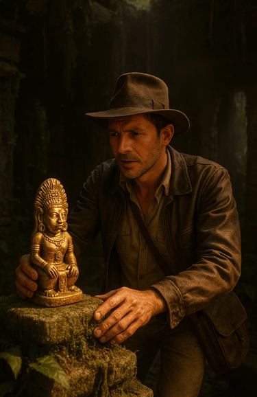 Archéologue aventurier trouve une statuette pour les journées européennes de l'archéologie.